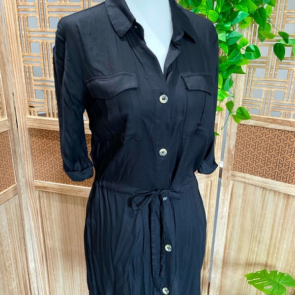 Black Button Down Shirt Dress - Picture 2 of 10